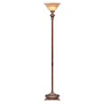 thumbnail image 7 of 69" Brown Faux Wood Torchiere Floor Lamp With Brown Stained Glass Bell Shade, 7 of 7