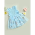 thumbnail image 3 of Arvbitana Toddler Baby Girls Princess Dress Sleeveless Ruffle Floral Print Patchwork Tulle Dresses Summer Lovely Outfits for Daily Party Wear 12M-5T, 3 of 9