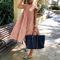 thumbnail image 2 of KaLI_store Womens Dresses Summer Dress for Women V-Neck Floral Flare Casual Loose Sundress Beach Dress Pink,S, 2 of 5