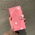 thumbnail image 3 of for Samsung Galaxy A05 Wallet Case for Women Girls, Embossed Floral Butterfly PU Leather Folio Flip Case Cover with Card Slot Holder for Samsung A05 Rhinestone Pink, 3 of 18