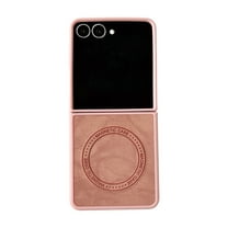 Allytechgroup Magnetic Faux Leather Case For Samsung Galaxy Z Flip 6/Z Flip 7 FE, TPU Anti-Scratch Shock-Absorbent Flip Cover Slim Protective Magnetic Back Shell for Galaxy Z Flip 6/Z Flip 7, Pink
