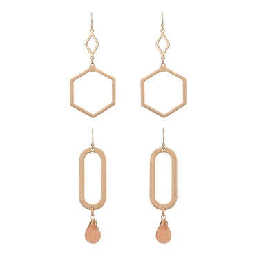 The Pioneer Woman - Women's Jewelry, Gold-tone Geometric Drop Duo Earring Set