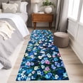 thumbnail image 3 of Spring Pink Blue Floral Runner Rugs 2x6 ft Pastoral Oil Painting Washable Hallway Rugs Non-Slip Floor Mats Absorbent Carpet Bedside Runners for Bedroom Kitchen Bathroom Laundry Room, 3 of 9