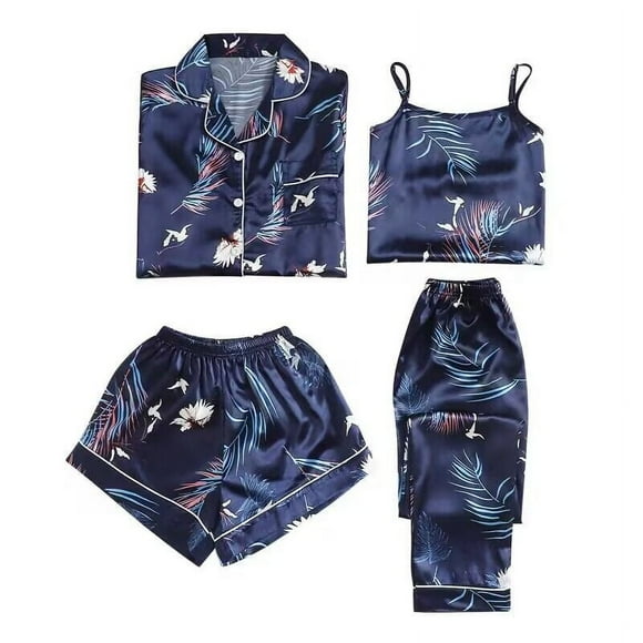 2025 Puawkoer Lady pajamas A set of pajamas Baby Outfit 0-3 Months Baby Girl Clothes Spearmint Baby Newborn Girl Gifts Baby Girls Clothes Women's Home Suit Flamingo Print Fashion Slim Pajamas Four P