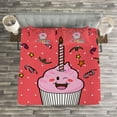 thumbnail image 3 of Ambesonne Cartoon Quilted Bedspread Set 3 Pcs, Pink Cupcake Bow, Queen Size, Multicolor, 3 of 3
