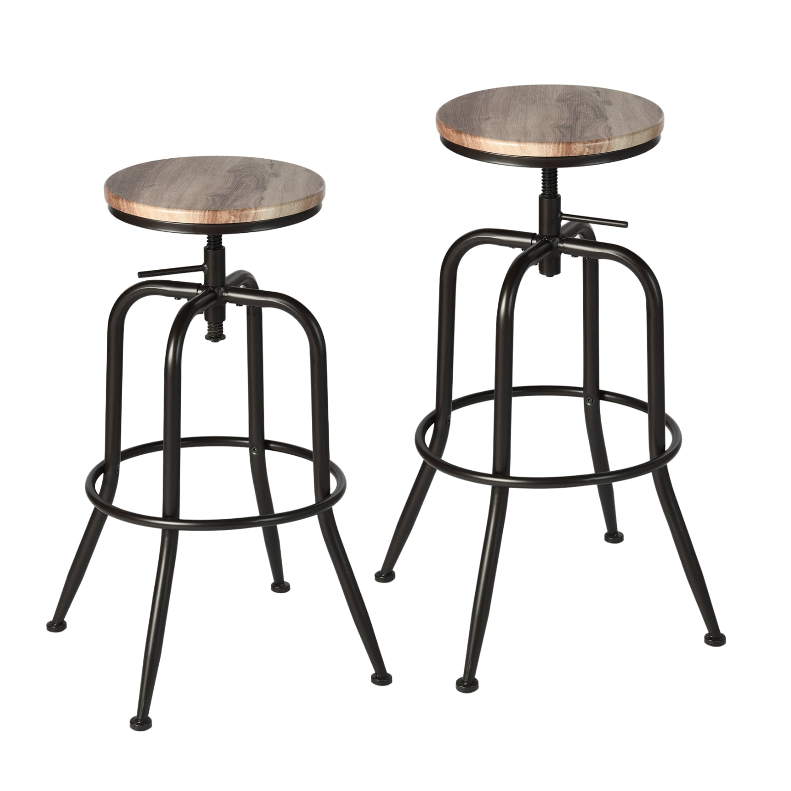 Homy Casa Swivel Bar Stools Set of 2, Adjustable Height Vintage for Home Kitchen Island, Oak