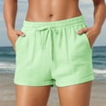 thumbnail image 5 of VNKIDY Comfortable Women Shorts Solid Color Casual Drawstring Pocket Stylish Plain Weave Summer Autumn Beach Shorts, 5 of 8