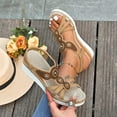 thumbnail image 5 of Hopeusnice Sandals for Women Non-Slip Pu Summer Shoes Soft Breathable Open Toe Sandals Women's Sandals Wedge Heel Trendy Round Toe Roman Boho Style Shoes for Beach Comfortable Walking Shoes Khaki 43, 5 of 9