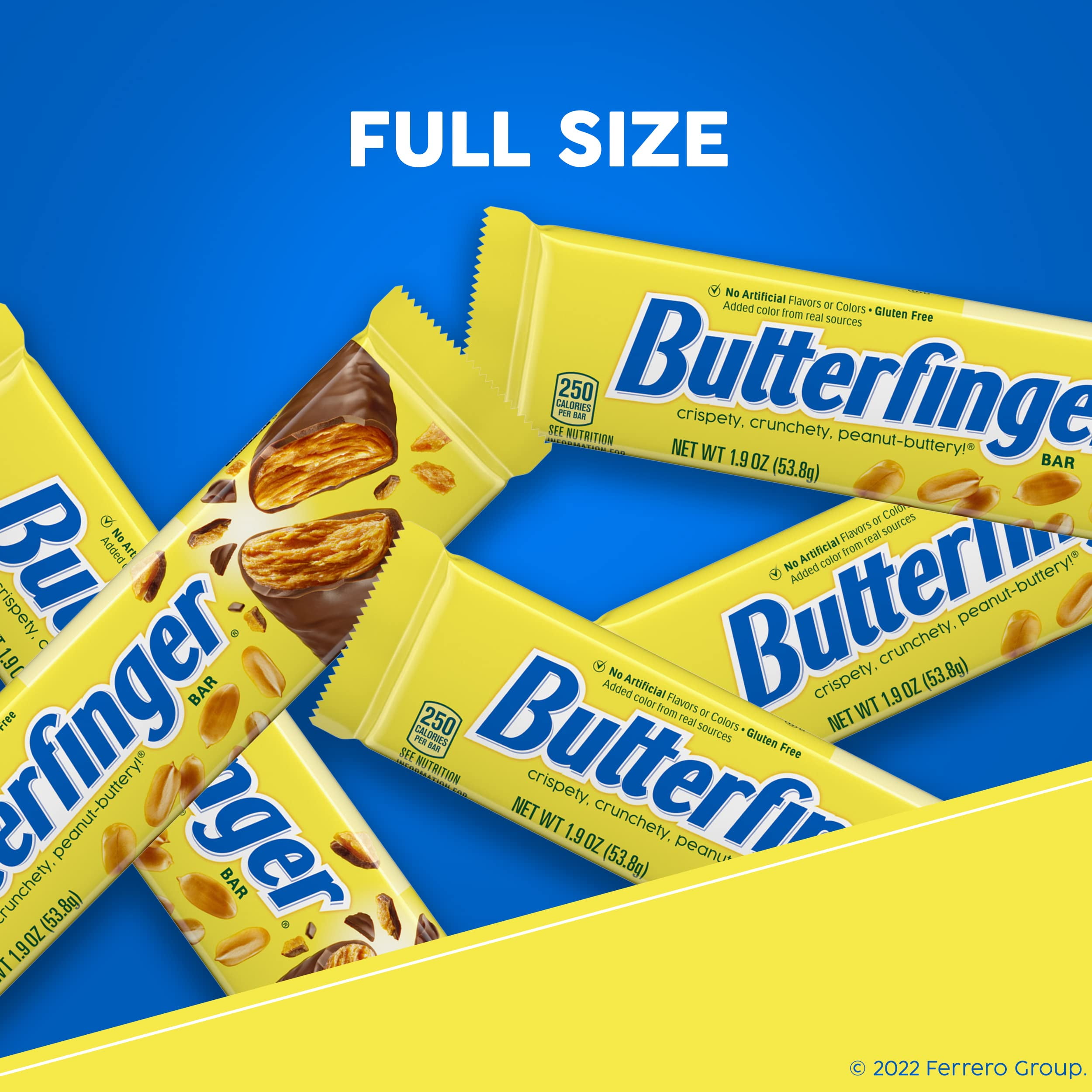 Butterfinger, Bulk 6 Pack, Chocolatey, Peanut-Buttery, Full Size Individually Wrapped Candy Bars, Valentine�s Day Gift, 1.9 oz Each