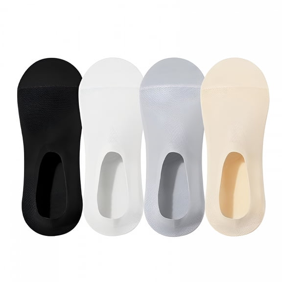 TELOLY Women Ultra Thin No Show Socks Breathable Nylon Cotton Anti-Slip Liner Socks for Flat Boat Loafers Sneaker Flat Socks for Women 4 Pairs