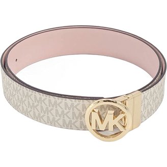 Michael Kors Reversible MK Logo Belt Brown & Vanilla Gold Buckle - 44\