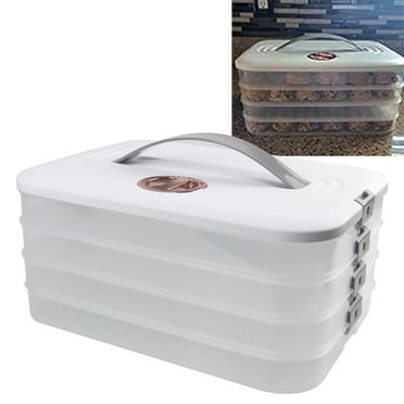 Ryanstar Racing 4-Layer White Cookie Carrier with Lid and Handle, Dessert Carrier Dumpling Container Cookie Shipping Storage Container