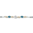 thumbnail image 2 of 925 Silver and 10K Yellow Gold White Created Sapphire and London Blue Topaz and White Lab Grown Diamond Bracelet for Women (2.26 Cttw, Gemstone September Birthstone, Oval, Wheat Chain, 6.5 inches), 2 of 5