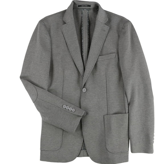 bar III Mens Knit Two Button Blazer Jacket, Grey, 36 Short