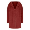 thumbnail image 7 of Kaemgyyd Long Cardigans for Women Fuzzy Sherpa Lined Open Front Warm Coat Lightweight Solid Fleece Hooded Outwear, 7 of 7