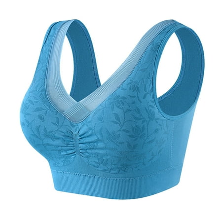 Audhol Non Padded Underwired Unlined Bra Women Soft Breathable Condensed Underwear Comfortable inside Underwire Middle Mom Sports Vest Nylon Bra Women S Sexy Lace Bra Dark Blue XXL