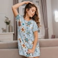 thumbnail image 3 of Gukieu Sea Turtle Print Women's Nightgown, A-line Round Neck Short-sleeved Nightgown Pajamas Home Wear Suitable for Home and Outing, 3 of 6
