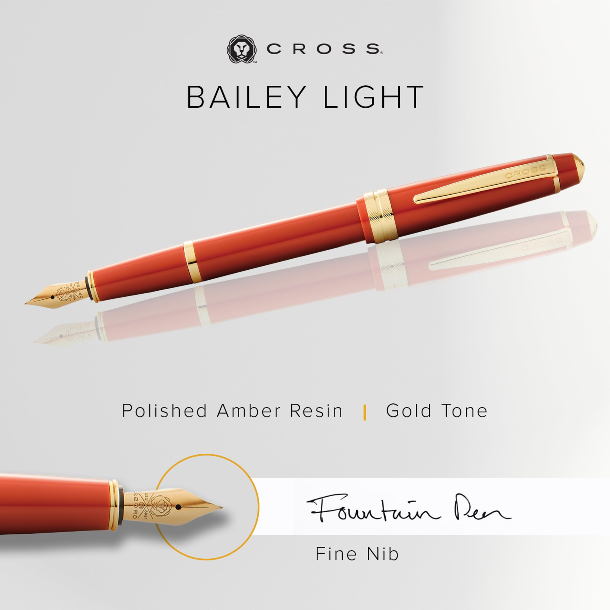 Cross Bailey Light Polished Amber Resin and Gold Tone Fine Nib Fountain Pen