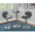 thumbnail image 3 of Agnes 3-Piece Metal and Glass Pub Table Set, Gray Faux Leather, 3 of 8