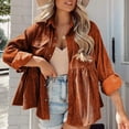 thumbnail image 2 of ZACPNCV Womens Corduroy Shirts Long Sleeve Button Down Blouses Cute Peplum Tunic Dress Shirts Loose Jacket Shackets, 2 of 9