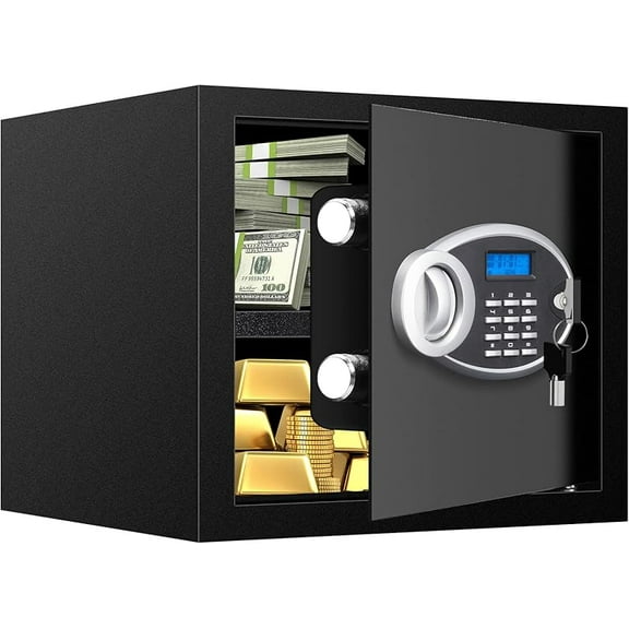 1.2 Cuft Safe Box Fireproof Waterproof for Home, Fire proof Safes with Digital Keypad, Spare Keys and Removable Shelf, Security Fire Safe for Money Firearms Medicine Valuables