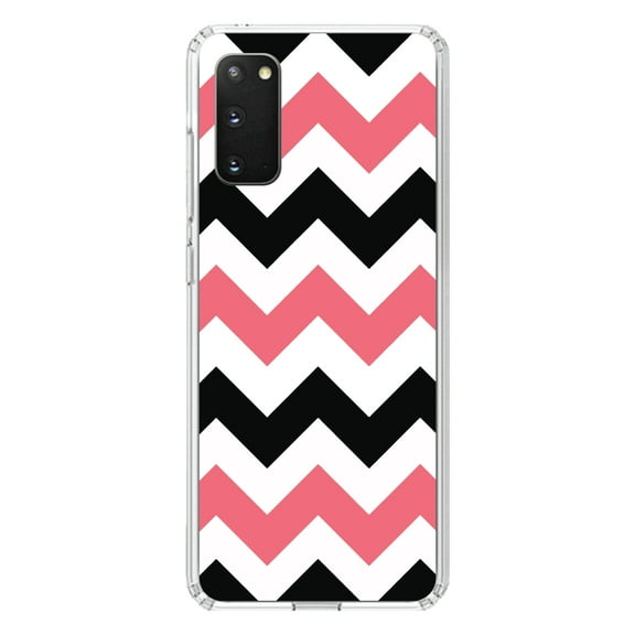 DistinctInk Clear Shockproof Hybrid Case for Galaxy S20 ULTRA / 5G (6.9" Screen) - TPU Bumper, Acrylic Back, Tempered Glass Screen Protector - Black Pink Stripes - Stripes Pattern