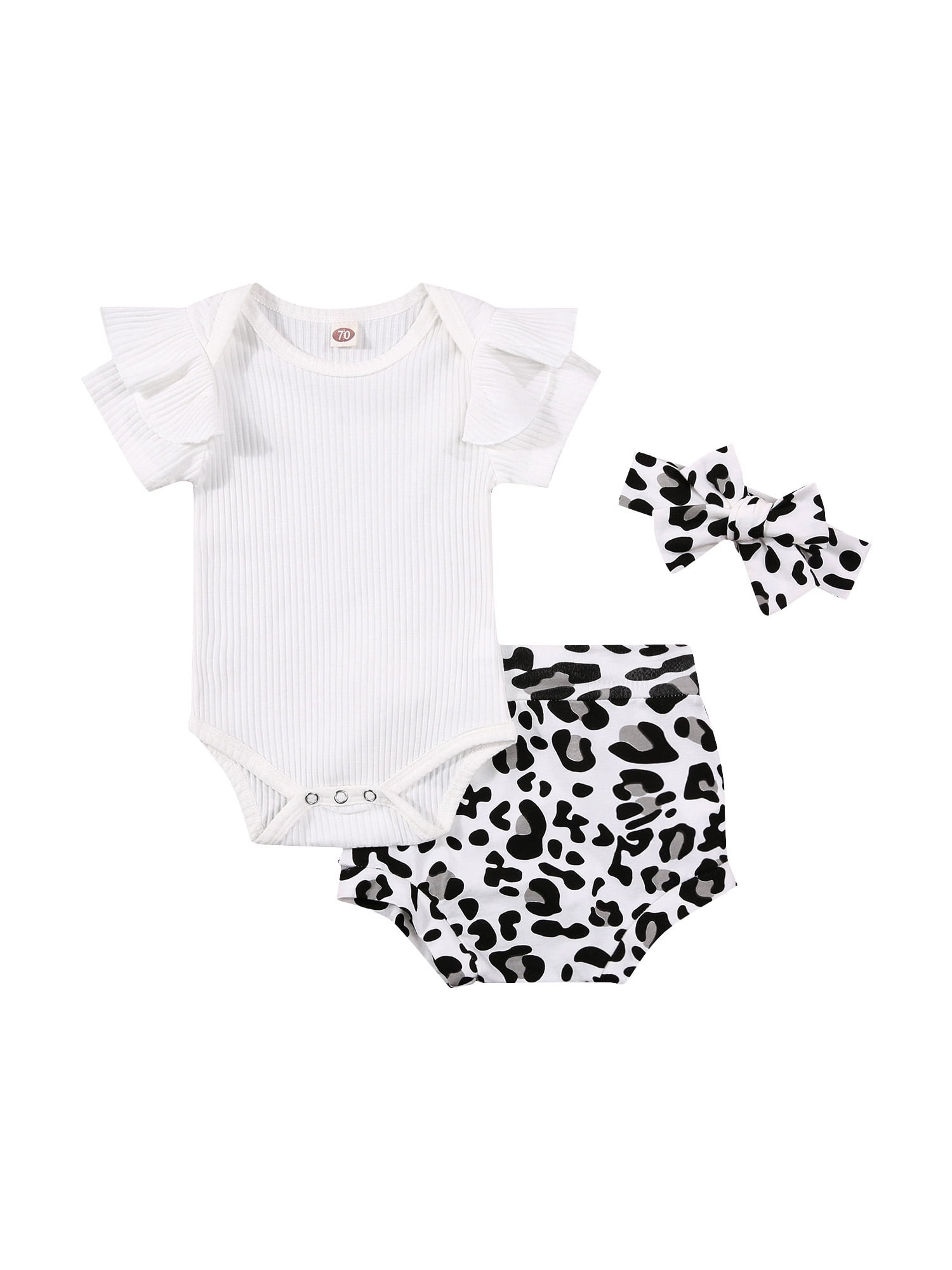 Newborn Baby Girl Summer Clothes Romper Bodysuit Top Leopard Print
