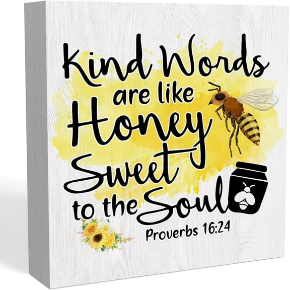 Zomyto 5"x5" Summer Decorations for Home, Summer Decor, Summer Sign, Bumble Bee Sign, Kind Words Are Like honey Sign
