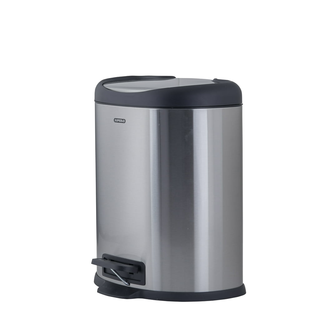 Superio Stainless Steel Garbage Pail - 8 Liter / 2 Gallon D Shaped