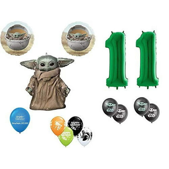 11th Birthday Baby Yoda The Child Mandalorian Star Wars Party Balloon 13 Piece Bouquet Birthday Party