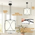 thumbnail image 5 of Uznhty Drum Chandelier Pendant Lights Kitchen Island with Fabric Shade Balck Cage Pendant Light for Dining Room Hallway Adjustable Chain 12inch 3 Light, 5 of 13