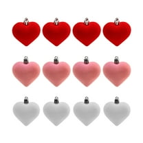 JeashCHAT 12Pcs Velvet Heart Ornaments, Flocked Heart-Shaped Baubles Hanging Ornaments for Valentine's Day Decor Mother's Day Christmas Tree Wedding Anniversary Party Decoration