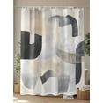 thumbnail image 4 of Fsddascl Abstract Gray Brown Shower Curtain Set - 48" x 72" Washable Bathtub Curtain with 12 Hooks, Simple Geometric Art Waterproof Fabric Stall Shower Curtains for Bathroom/Bathtub Décor, 4 of 6