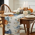 thumbnail image 3 of Pumpkin Eucalyptus Leaf Table Runner, Autumn Thanksgiving Kitchen Dining Table Decoration for Home Party Decor 13x60 Inches, 3 of 9