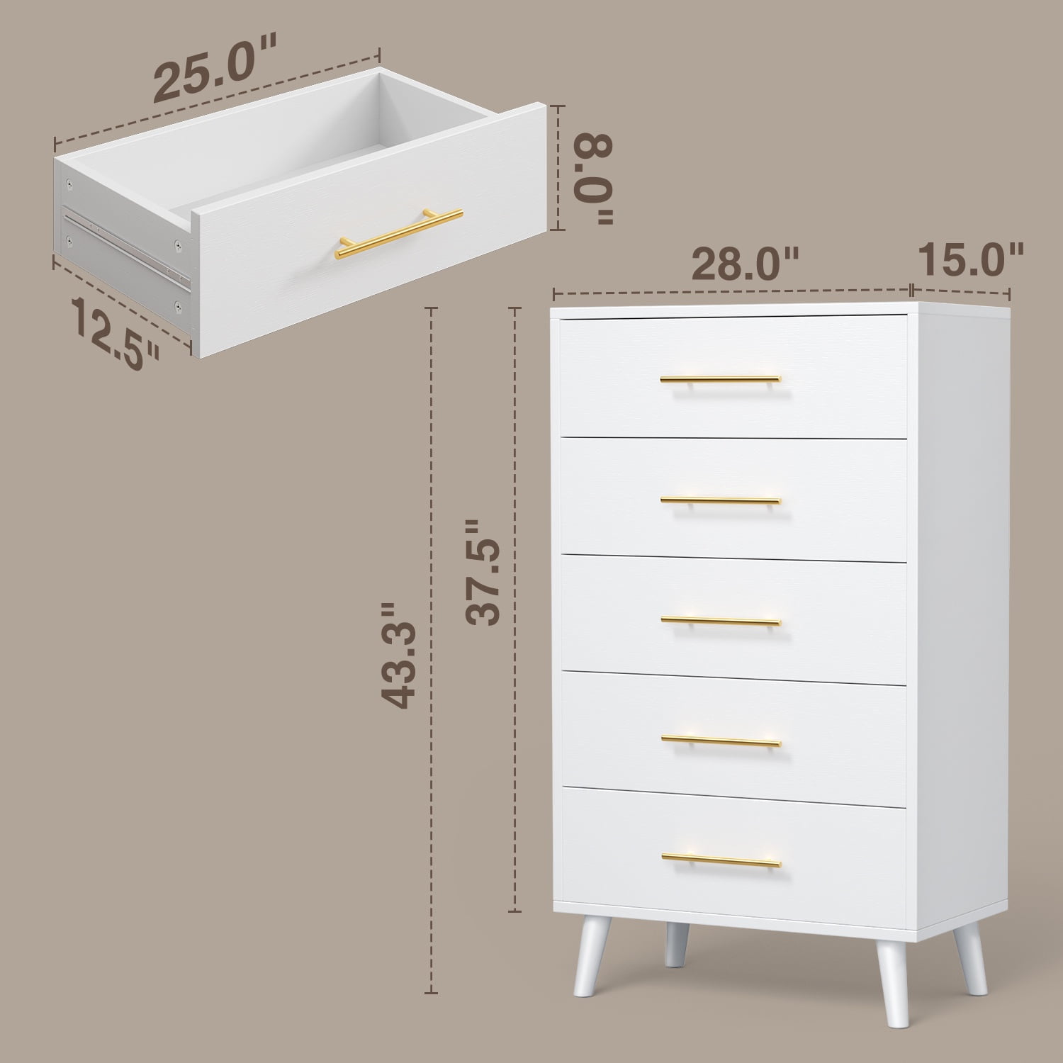 Asofer Ultimate Storage Bundle: Queen Bed with 4 Drawers, 6 & 5-Drawer Dressers & 2 Nightstands, White
