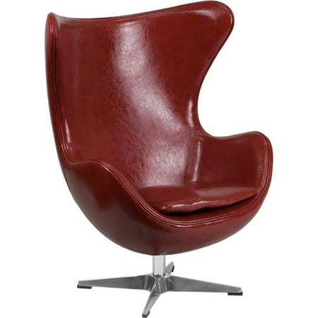 Flash Furniture Leather Swivel Tilt Lock Egg Chair in Cordovan