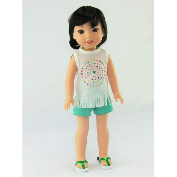 Pastel Fringe Short Set| Compatible with 14" Wellie Wisher Dolls | 14’’ Inch Doll Clothing