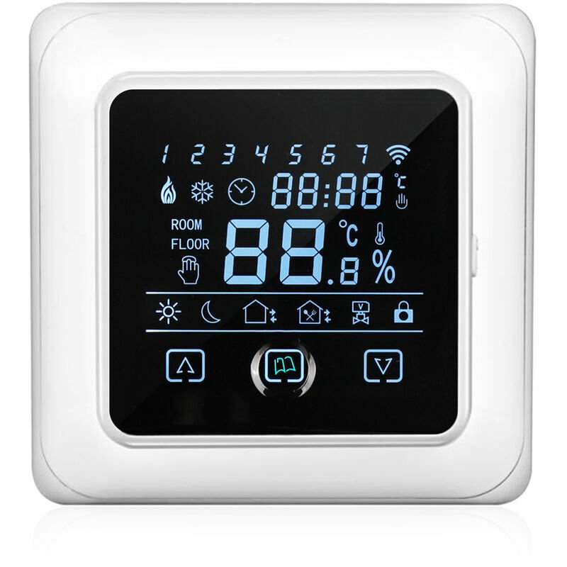 JORRTPLUMBERIE Thermostat heating and temperature programmer Programmable  Domestic 16A thermostat with WiFi electric heating with smart floor heating  boiler with LCD touch screen, black white | Walmart Canada