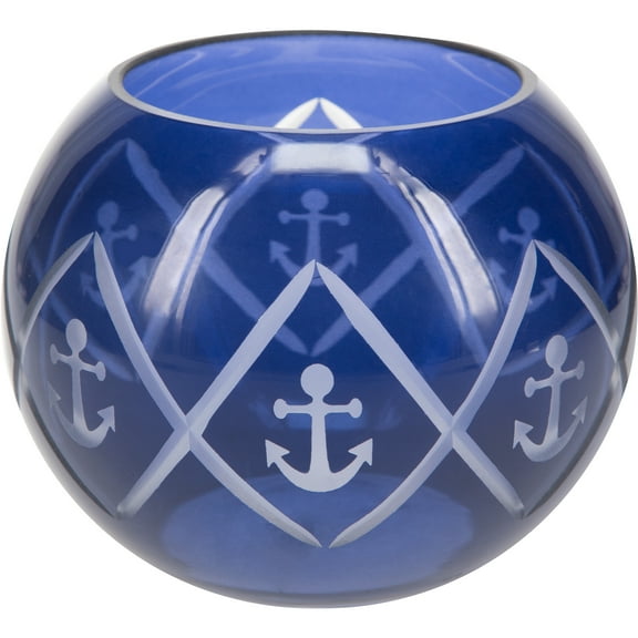 Blue Anchor - 5" Round Votive Holder