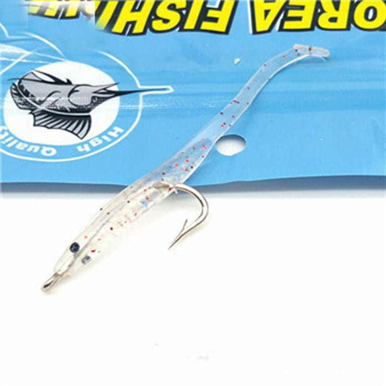 10pcs/lot High Quaility Silicone Luminous Swim Worm Barbed Hook Lead Jig  Head Fish Eel Lure Artificial Soft Bait I 