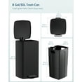 thumbnail image 2 of Pirecart Stainless Steel Square Trash Can, 8 Gal Fingerprint-Proof Garbage Bin With Foot Pedal, Soft-Close Lid and Removable Bucket for Kitchen, Office, Home, Black, 2 of 9