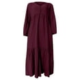 thumbnail image 4 of NAFUU Womens Dresses V Neck Long Sleeve Maxi Dress Empire Waist Flowy Long Dress Solid Color Vintage Casual Sundress With Pockets Workout Leggings, 4 of 4