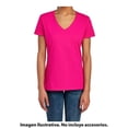 thumbnail image 2 of Playera Fruit Of The Loom para Mujer, Cuello V Manga Corta Rosa Jaspe Talla  M, 2 of 4