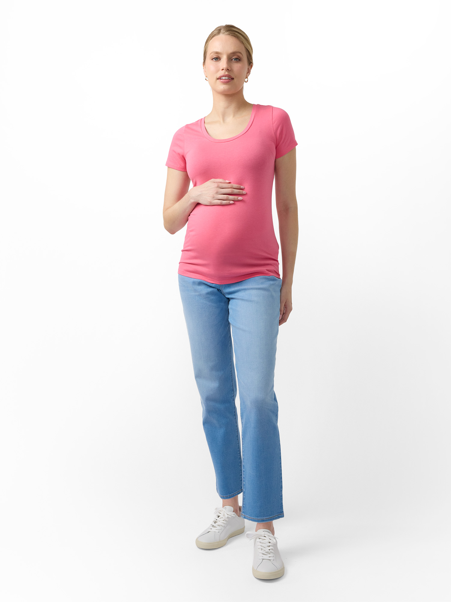 Ingrid & Isabel For Every Belly Women's Maternity Short Sleeve Fitted Scoop Tee, Sizes S-XXL