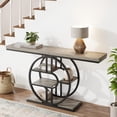 thumbnail image 3 of Industrial Console Table 55 Inch – 5 Circle Storage Shelves – Narrow Metal Frame – Accent Dining Table for Entryway, Hallway, Living Room, or Behind Sofa, 3 of 8