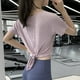thumbnail image 3 of Camiseta de yoga para mujer, holgada, deportiva, de manga corta, de secado rápido, con tirantes de malla para correr, camiseta de fitness, 3 of 6