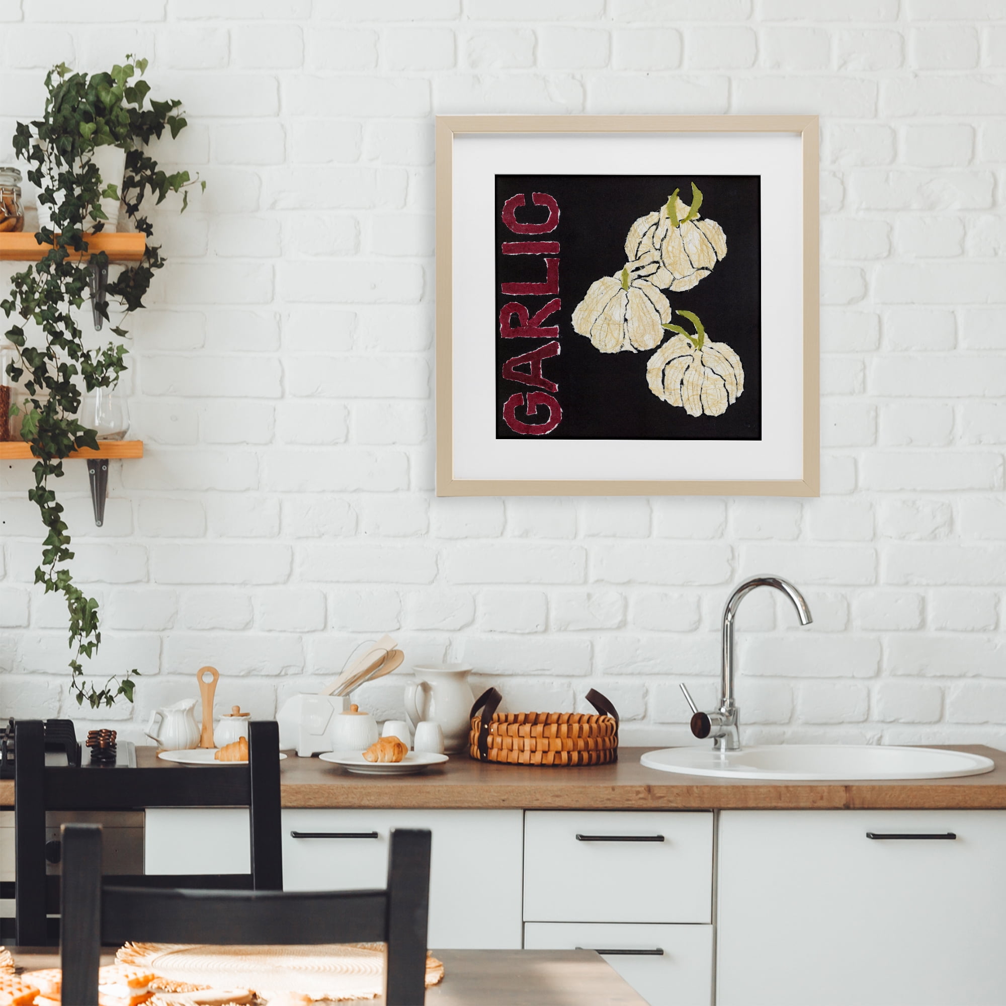 Stupell Industries Garlic Garden Vegetable Birch Framed Print Under Glass, design by Nancy Overton