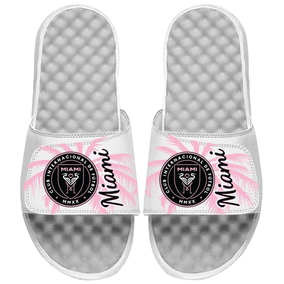 Men's ISlide White Inter Miami CF Tonal Palm Tree Slide Sandals