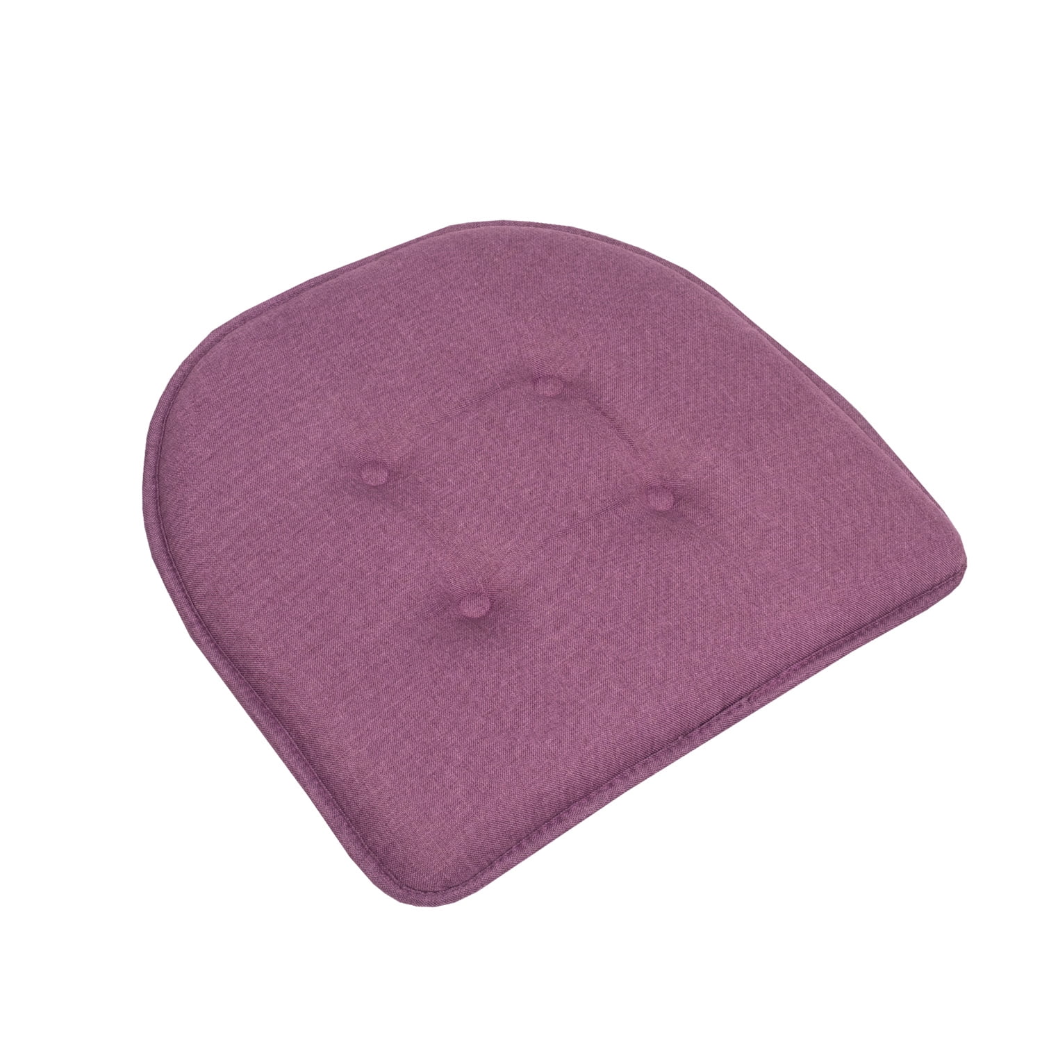 Sweet Home Collection U-Shaped Memory Foam Tufted Non Slip Chair Pads - 4 PK, Purple