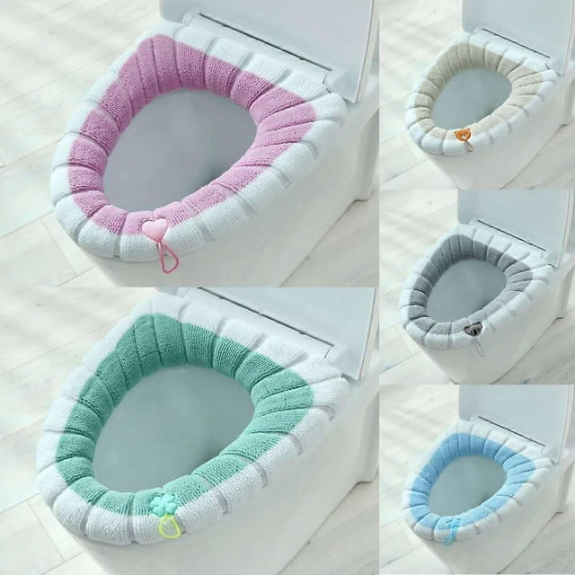 Funda para asiento de inodoro, 5 piezas, cojín para asiento de inodoro con lazo para colgar, almohadillas lavables suaves y cálidas para baño